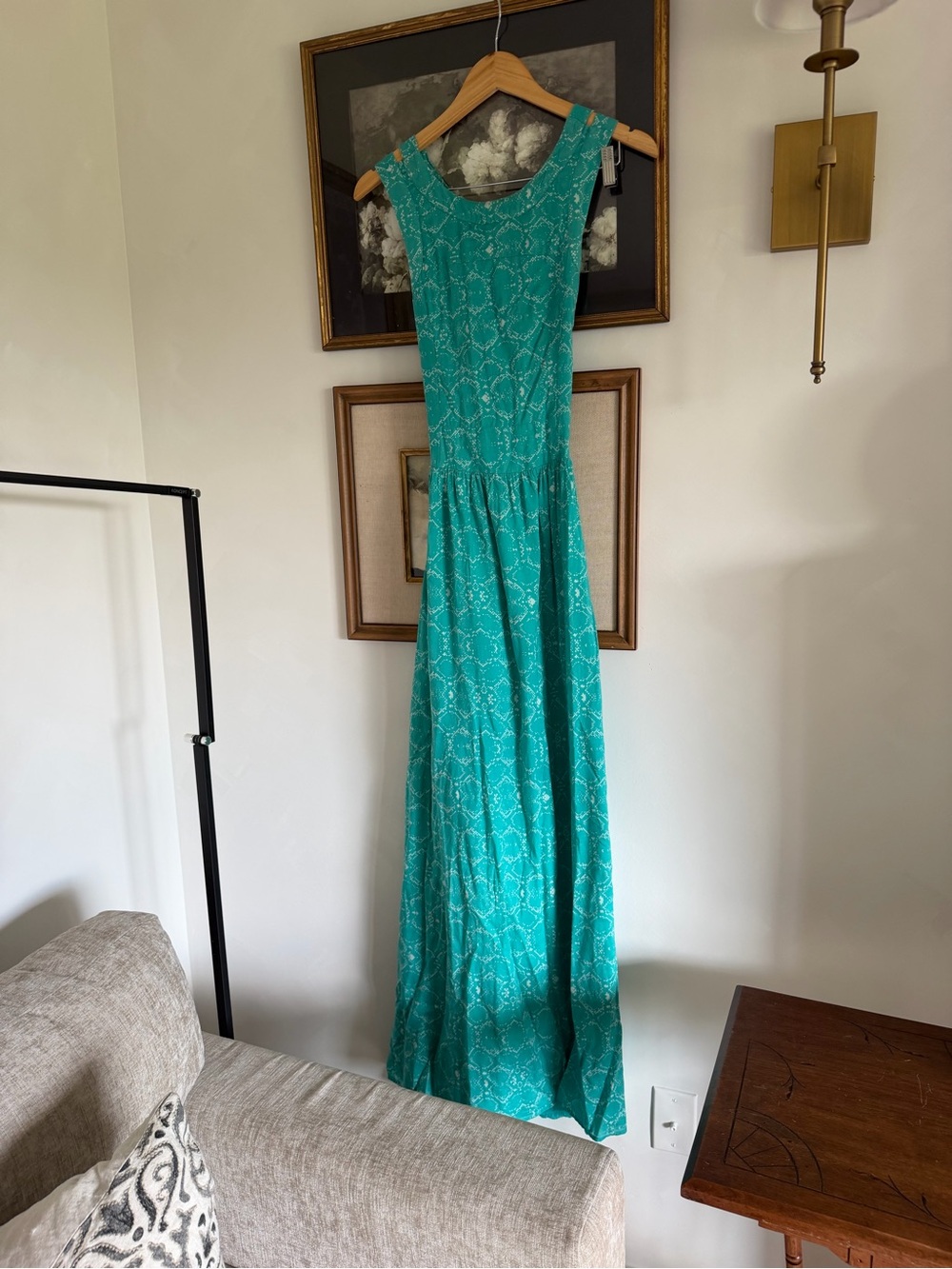 Lovers + Friends Teal Patterned Sleeveless Maxi Dress